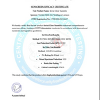 CCFT Laboratories Pvt. Ltd. sunscreen efficacy certificate with certification details for Lumaya