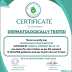 Certificate of conformity for dermatologically tested Lumaya's product 